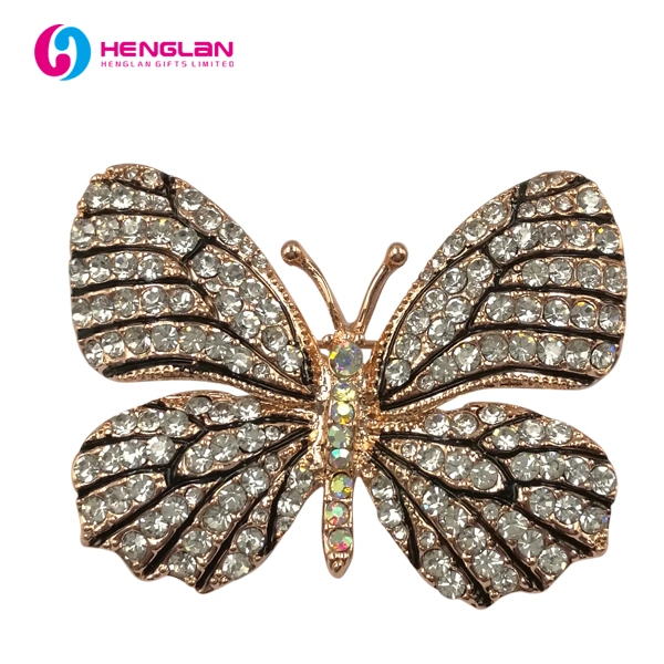 Factory Custom Made 3D Rhinestone Metal Alloy Jewelry Manufacturer Customized High quality/High cost performance Ornament Accessory Bespoke Wholesale/Supplier Fashion Pretty Butterfly Brooch