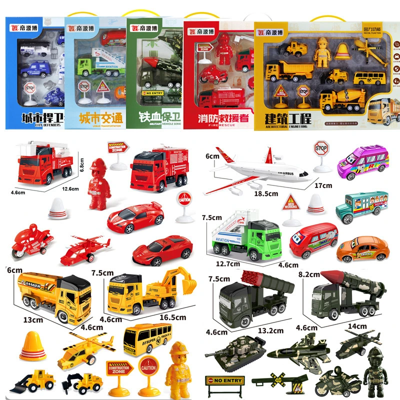 Large Engineering Car Toy Gift Box Set, Boys, Various Types of Fire Truck Models, Hot Selling Children's Recovery Cars