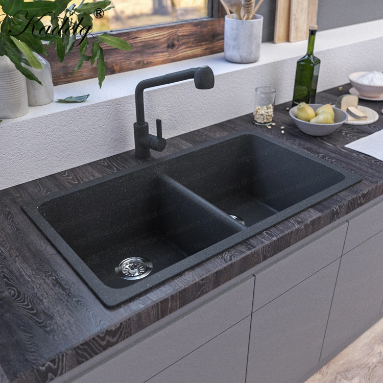 33 Inch Undermount Quartz Stone Double Bowl Granite Kitchen Sink Base Cabinet Sizes
