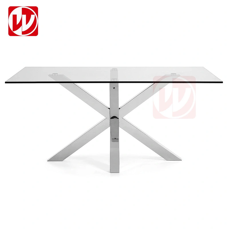 Modern Design Home Dining Furniture Stainless Steel in Polished Rectangle Dining Table