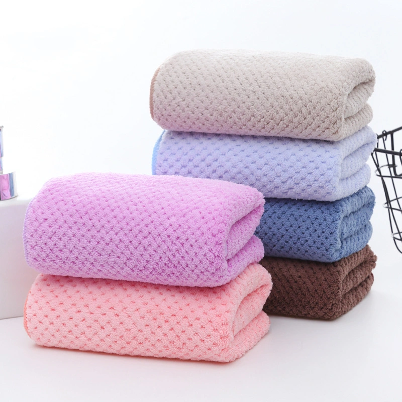 Luxury Hotel High Quality Coral Fleece Walf Checks Bathroom Towel Sets