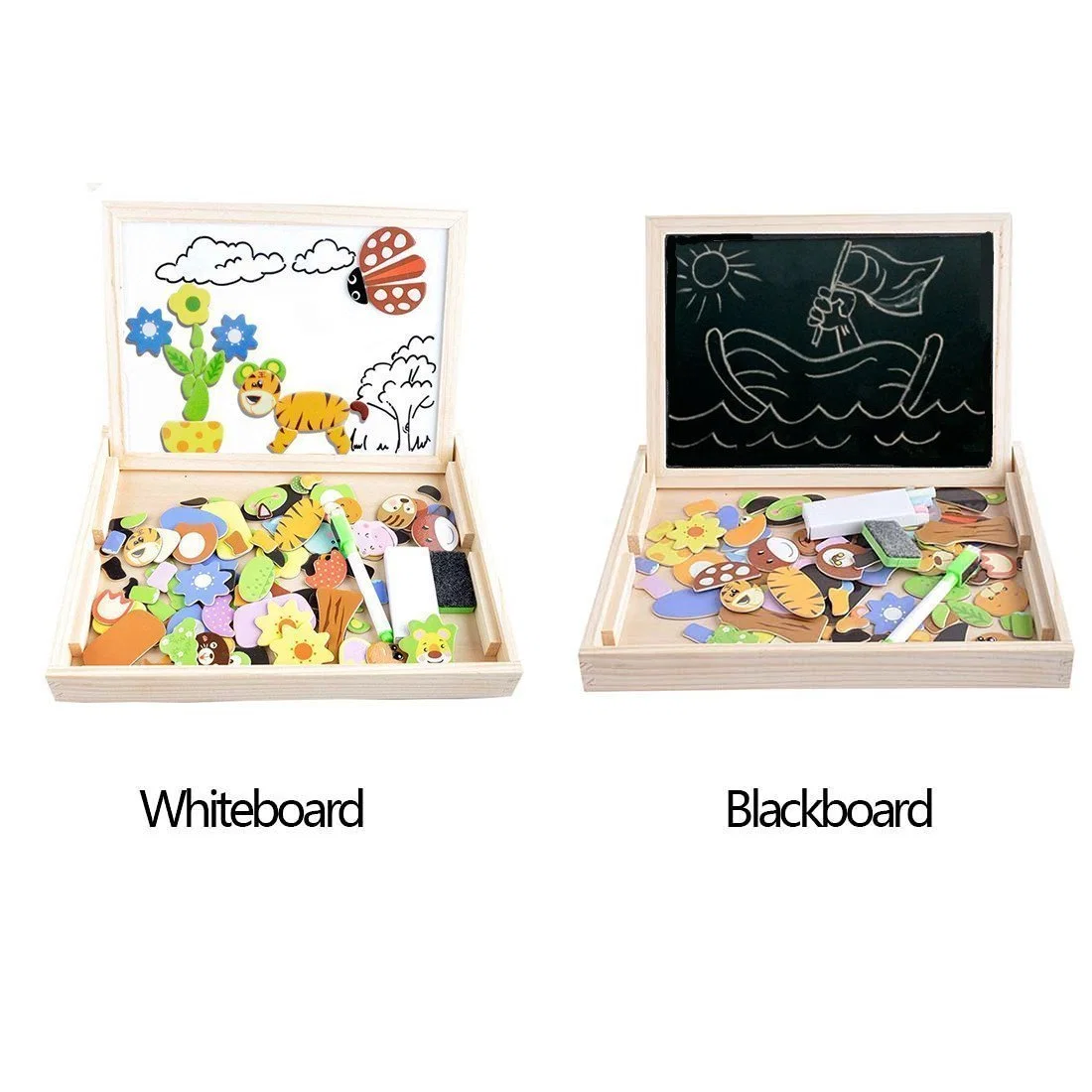 Promotional Gift Wooden Magnetic Double Side Board Puzzle Jigsaw