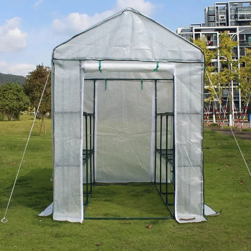 El patio jardín personalizado plástico pequeño Polytunnel andando en invernadero de flores y sandía