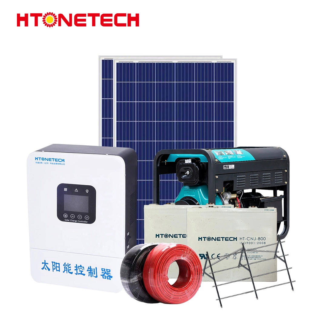 Htonetech Energia Solar Systems Off Grid China painéis solares 750 Gerador Diesel de 30 kW watt Monocristalino de 6 polegadas 4HP Solar Sistema de bomba de água AC DC Hybrid