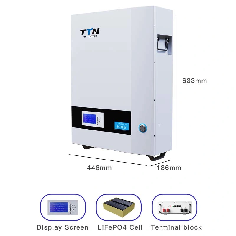 Ttn Wall Mount 4.8kwh, 5kwh, 5.12kwh, 9.6kwh, 10kwh Lithium Batteries