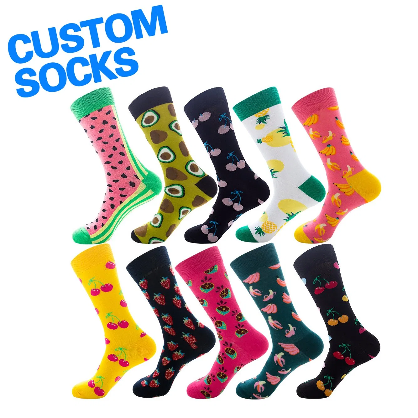 Wholesale/Supplier Unisex Jacquard Cotton Daily Casual Crew Socks Print Socks