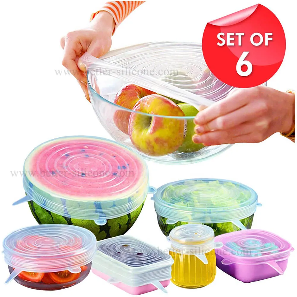 Universal Food Grade Silicone Stretch Bowl Lids for Containers/Cups/Plates/Pots/Cans