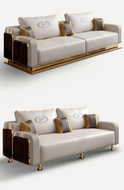 Hotel Home Rindsleder Sofa-Set Couch Wohnzimmer Sofa