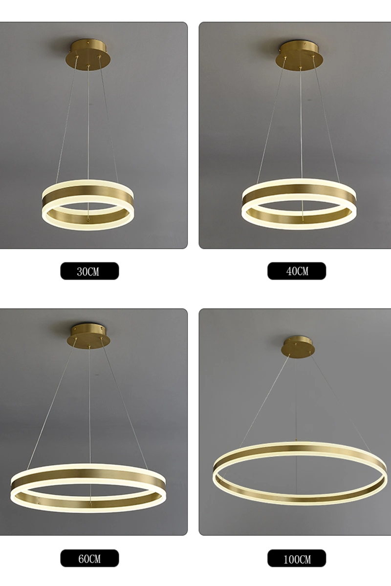 Moderne Acryl Kronleuchter Aluminium Pendelleuchten mit 6rings