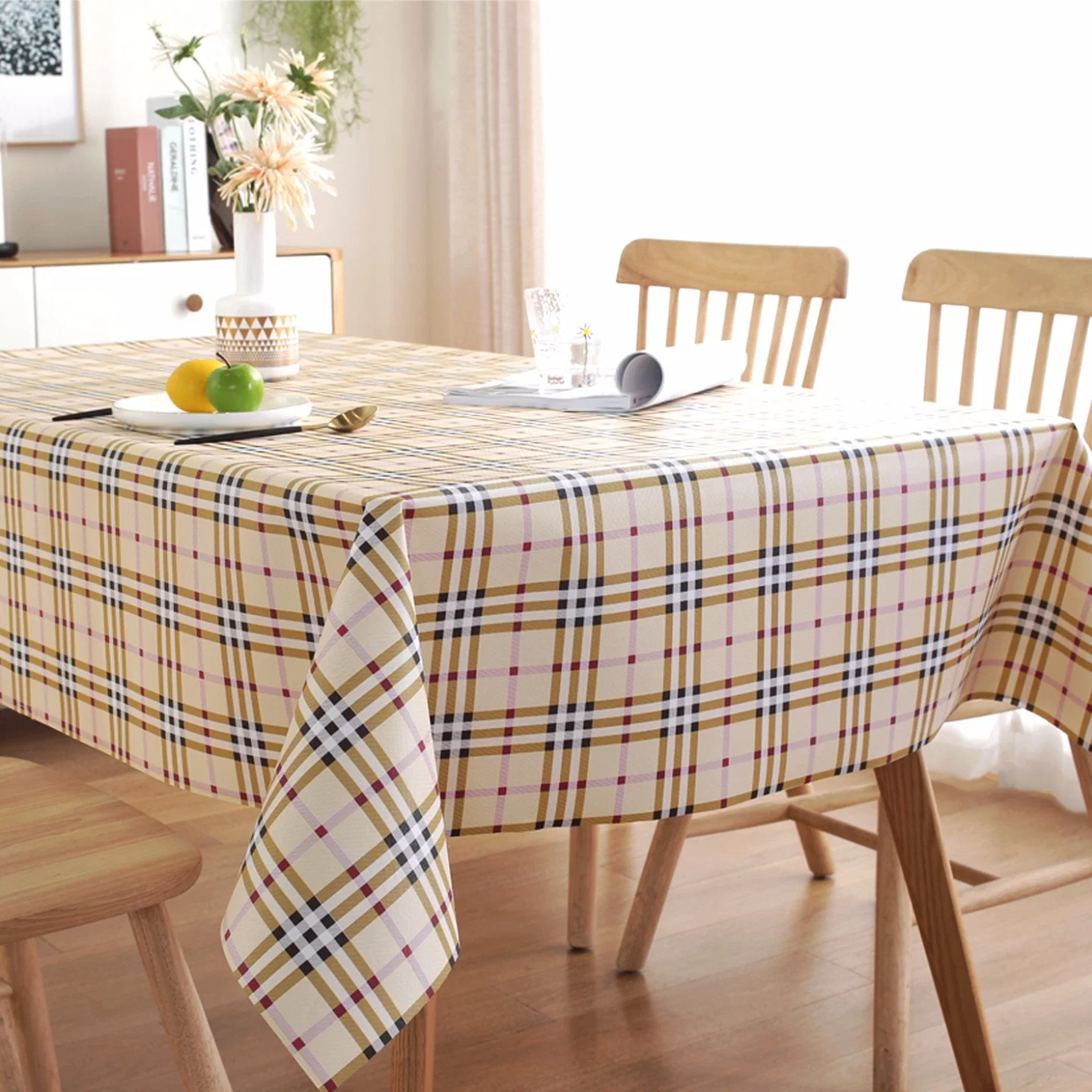 Picnic Printing Check PVC Flannel Elastic Bench Cover Waterproof Tablecloth