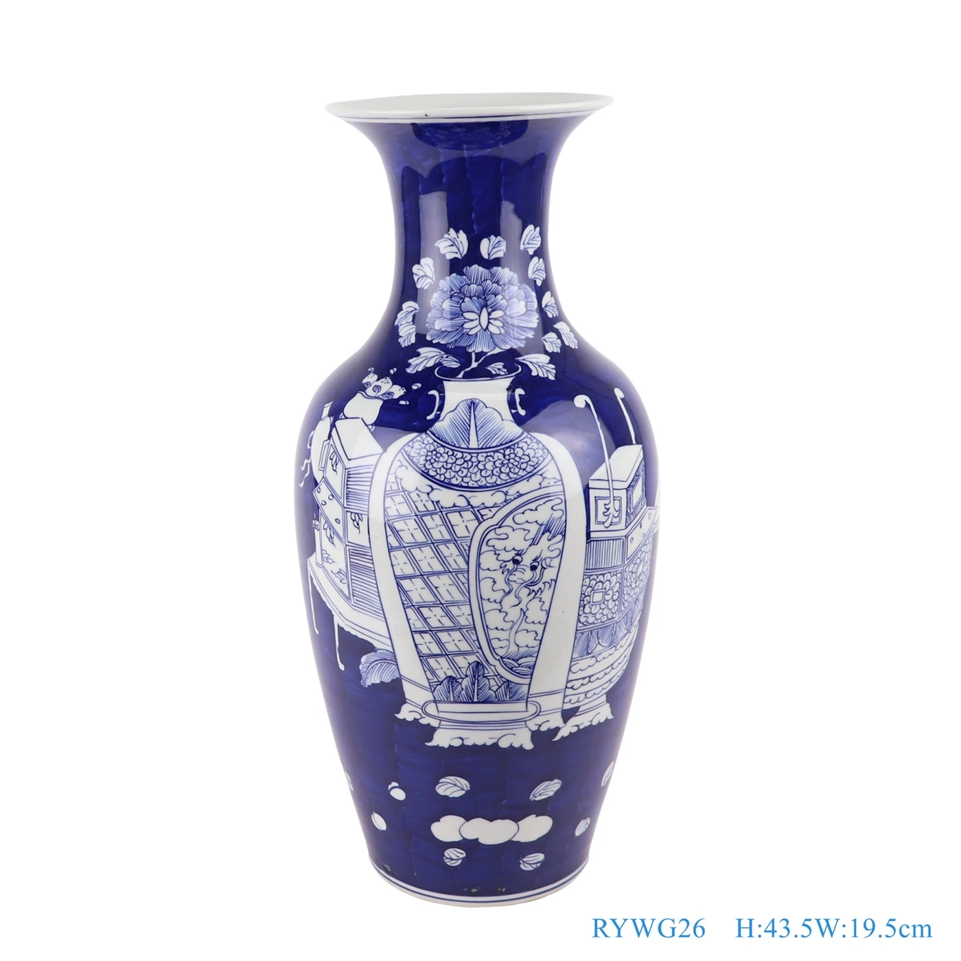 Blue and White Lotus Flower Aquatic Plants Porcelain Vase