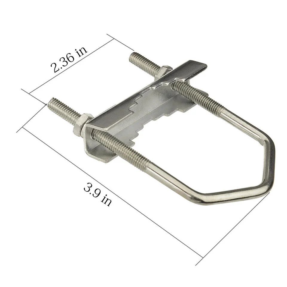 Abrazadera de perno en U de tipo diferente de acero al carbono de 3,9" de altura X 2,36" ancho Soporte abrazadera de mástil montaje antena tubo mástil Soporte de metal