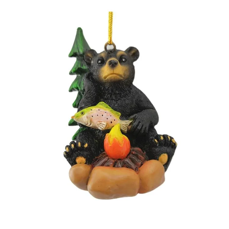 Árbol de Navidad decoración personalizada de resina colgantes colgante de oso negro recuerdo oso