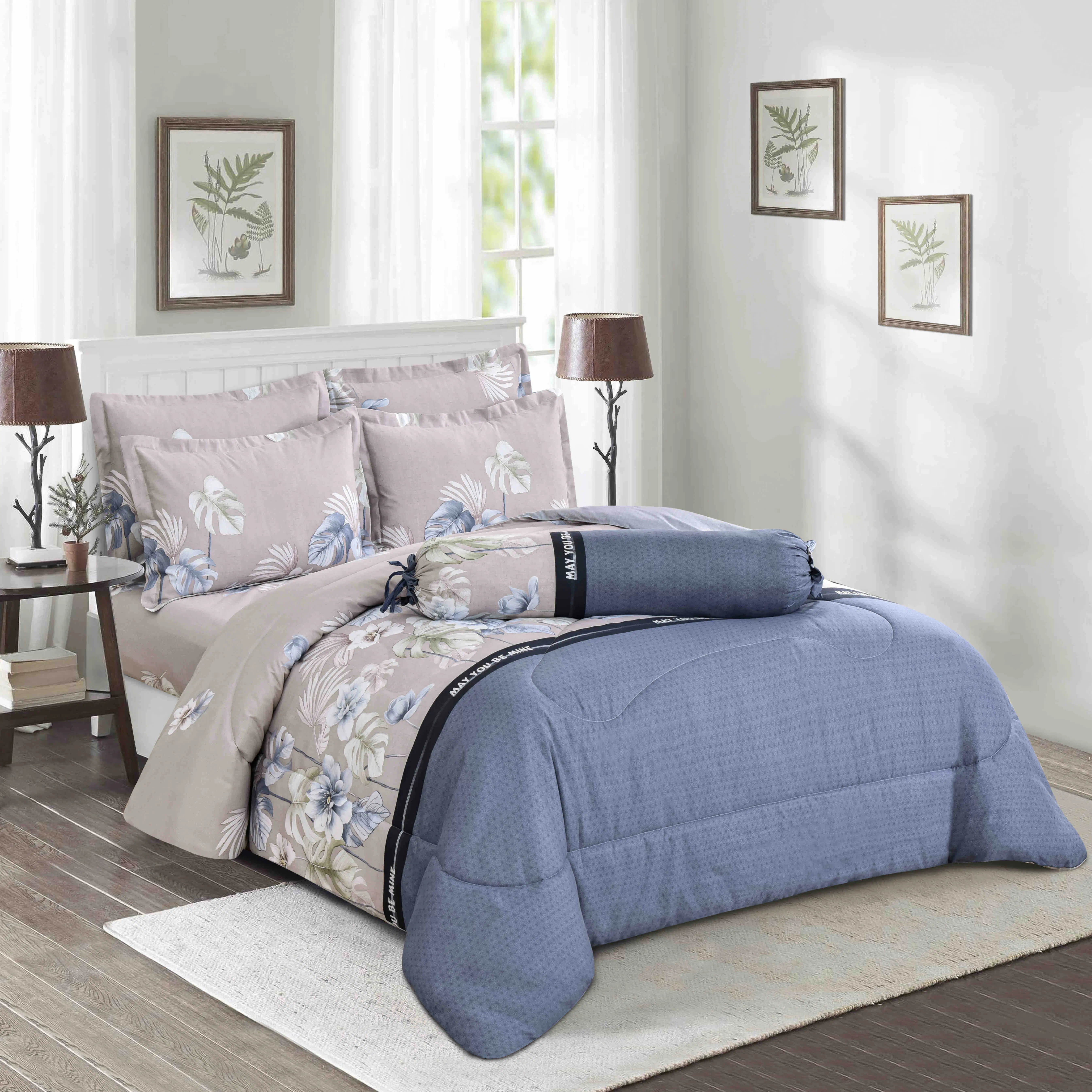 Hotel Home Use Polyester King Size ropa de cama Comforter Set Microfibra 7 en 1 Quilted Bedspread dormitorio Textil sábanas cepilladas Ropa de cama doble Quilt Plush