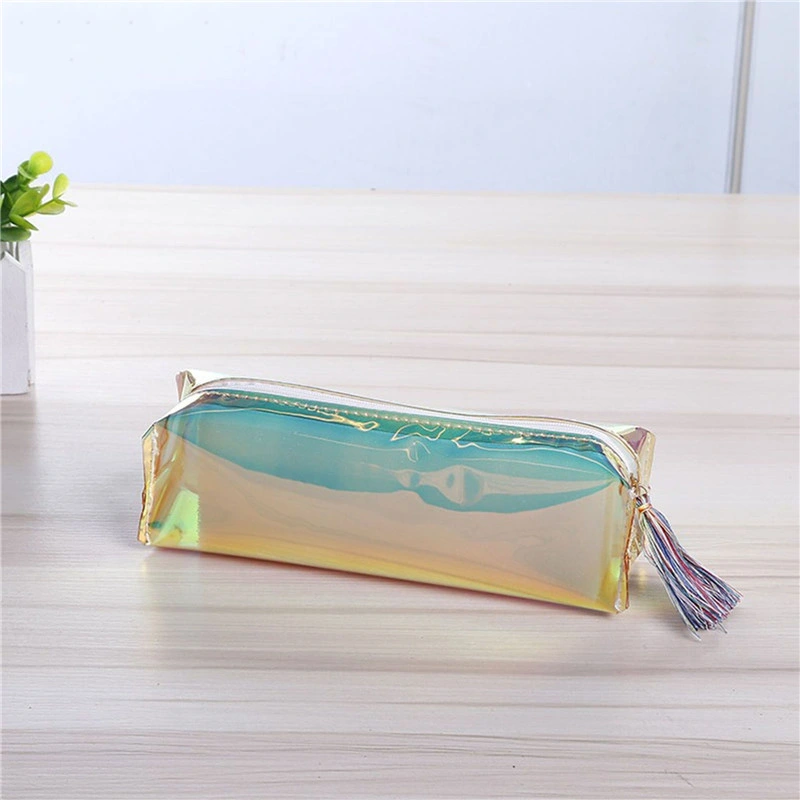 Sh1570 Colorful Jelly Small Purse PVC Laser Pencil Case School Student Stationery Makeup Bag