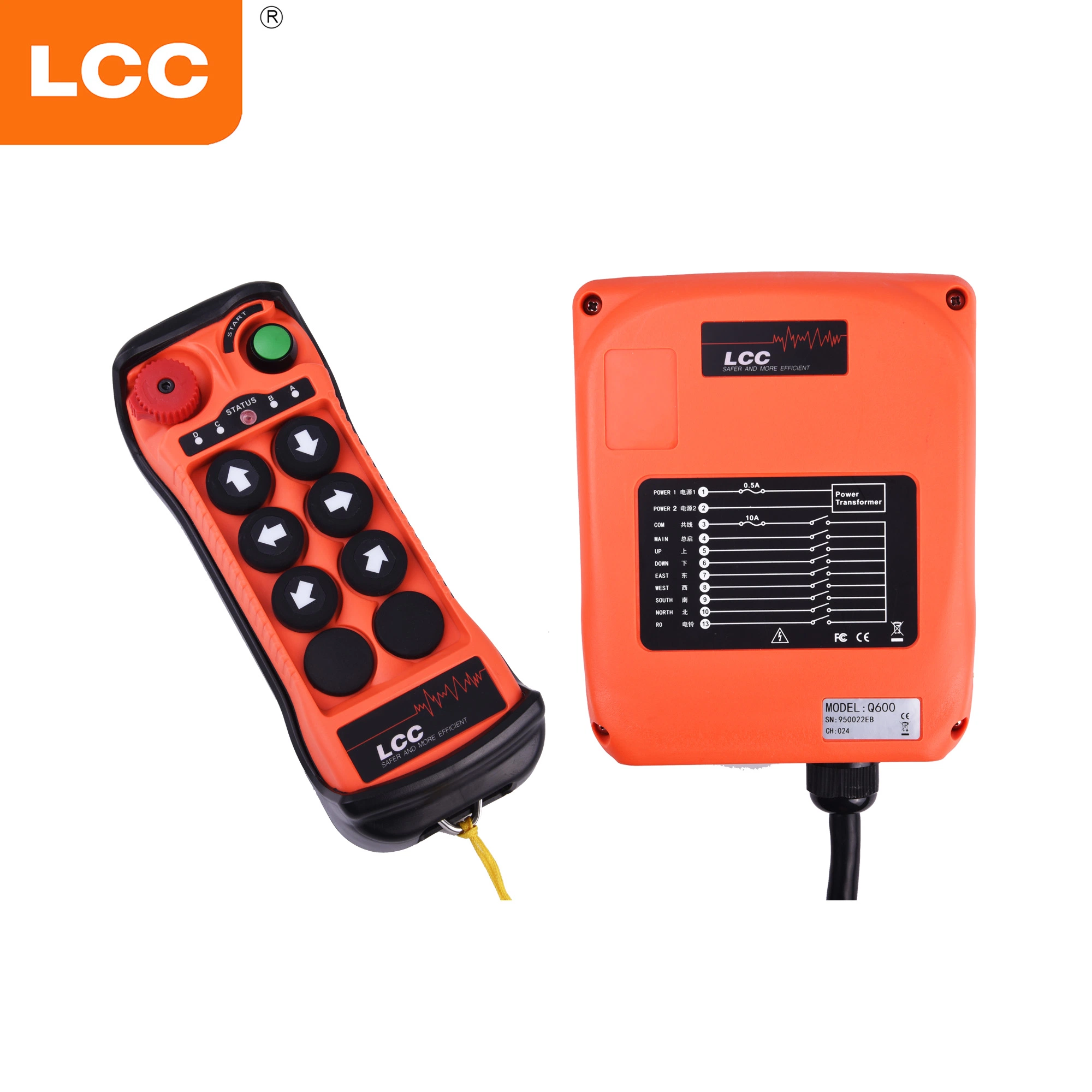 Q600 6 Button Forklift Lift Electric Crane Wireless Radio Single Speed Remote Control