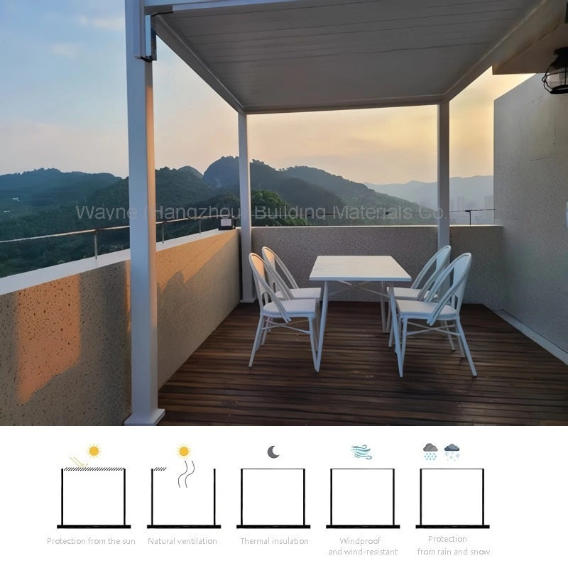 Personalización de fábrica todos los tamaños Marisón motorizado de aluminio Pergola con Pull-Down Pantalla de privacidad