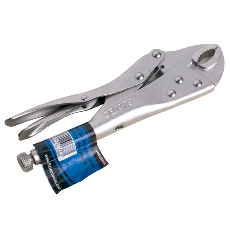 Fixtec Vise-Grip Original Carbon Steel 10-Inch Nickel Plated Curved Jaw Locking Pliers