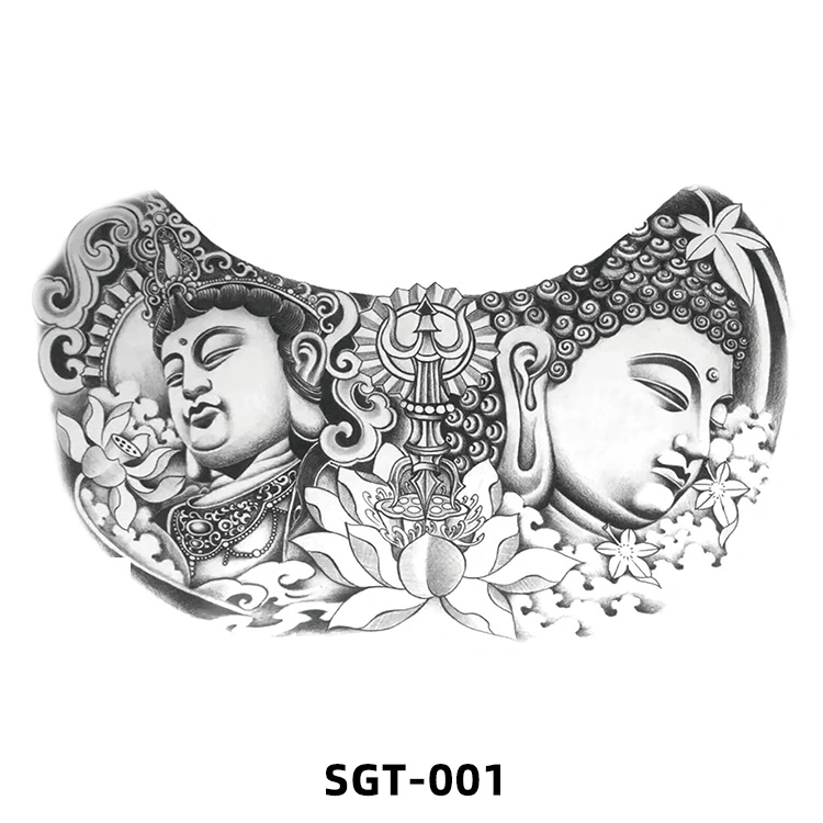 Wholesale/Supplier Personalized Waterproof Temporary Three-Faced Buddha Over-The-Shoulder Dragon Body Art Tattoo Sticker Made in China Manufacturers Customize in Stock