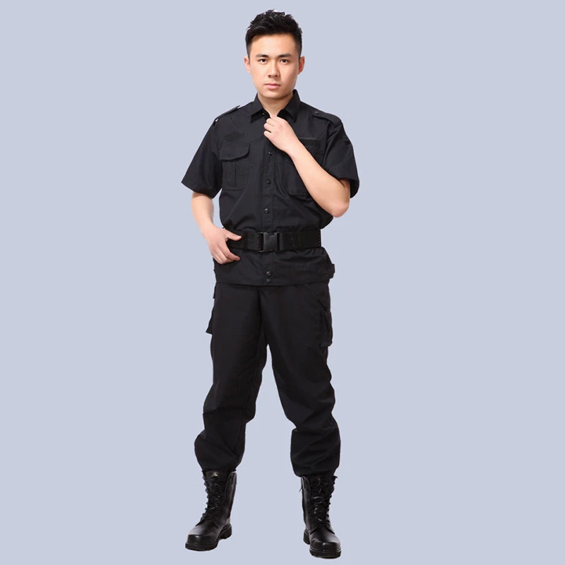 Custom Made Polyester & Cotton Black Guard Security Uniform