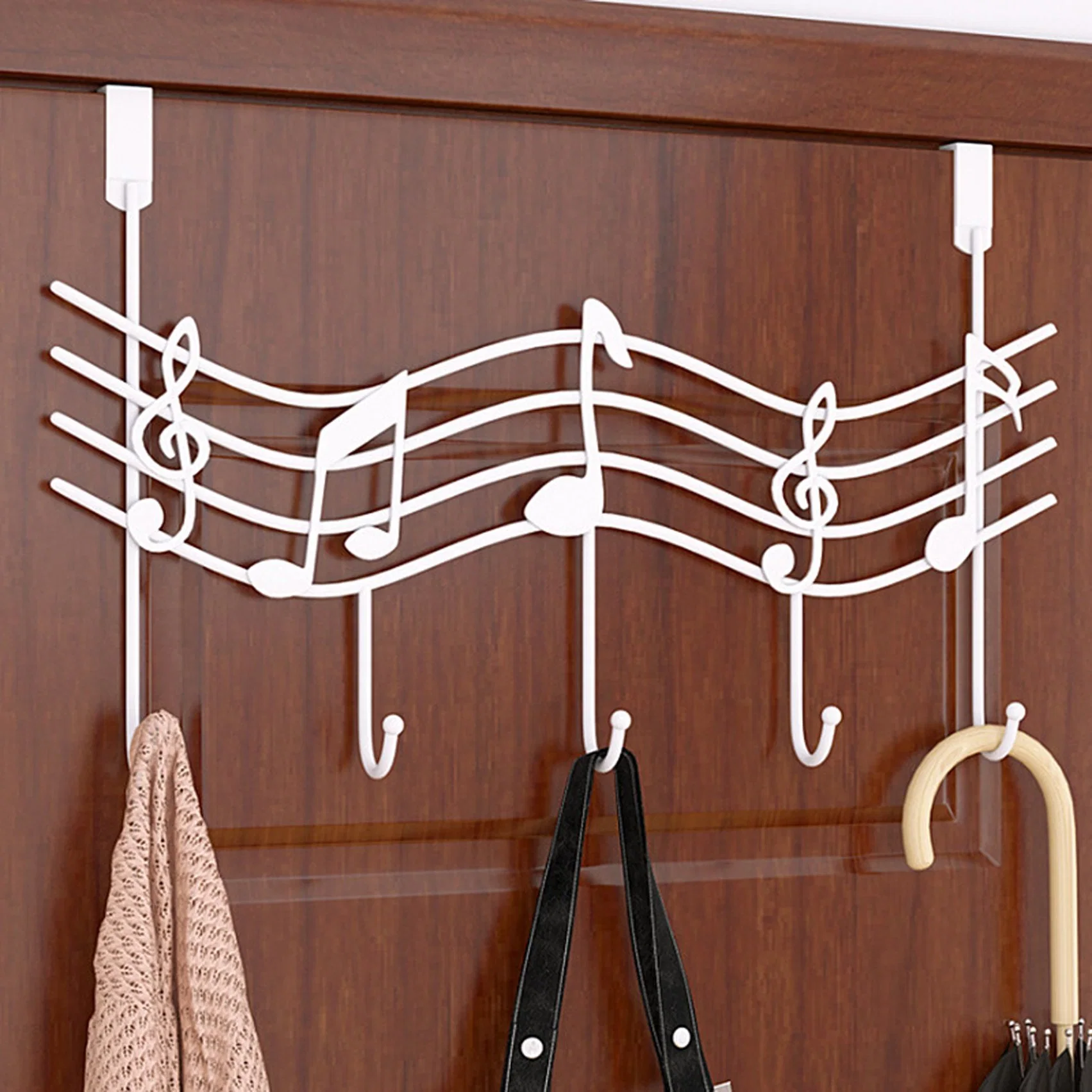 Over Door Hook Rack Scarf Belt Hat Jewelry Hanger 5 Hook Organizer Rack Bronze