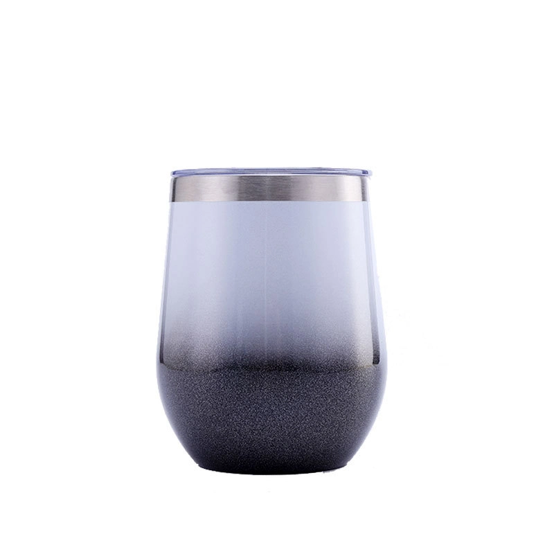 Custom 12oz 350ml Stainless Steel Vacuum Egg Shaped Metal Double Wall Insulated Wine Tumbler 12 Oz Colorful Cup with Sliding Lid