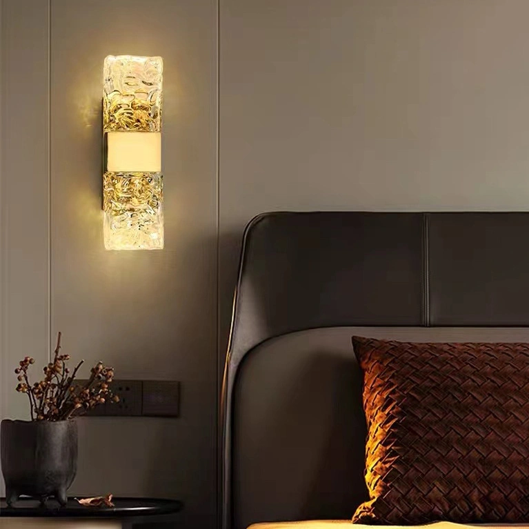 Nordic Modern simple Crystal Light Luxury Hotel Bedroom LED Bed Wall Lamp.