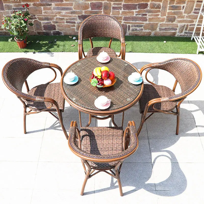 Plastic Rattan Furniture Terrace Set Aluminum PE Rattan Table Outdoor PE Wicker Outdoor Tables High quality/High cost performance  Outdoor Table