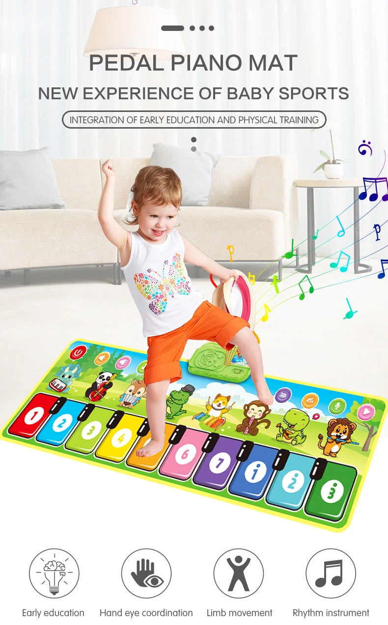 Kinder Tread Musik Mat Pedal Piano Multi-Funktionale Tiermusik Eltern-Kind Game Dance Matte