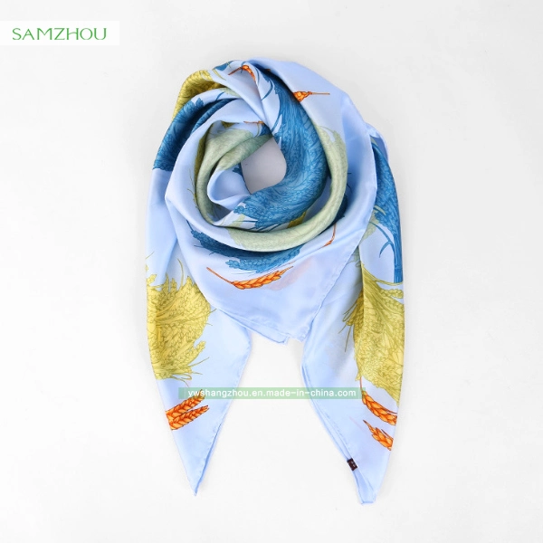 Western Printed Square Scarf Fashion Lady 100% Silk Shawl Gifts