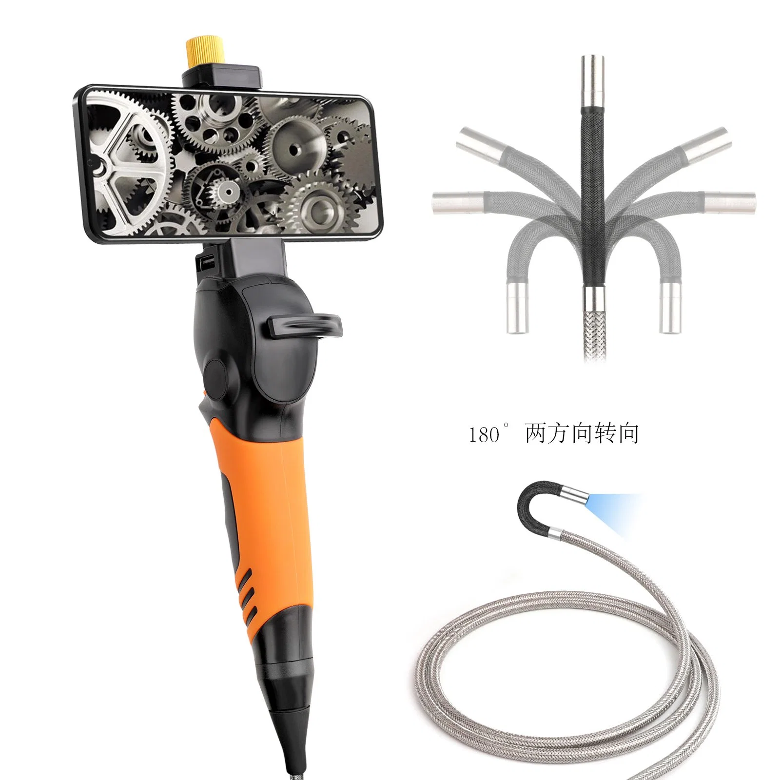 Flexible Inspection Endoscope with 1MP Pixel Point, 1/9 Inch Image Sensor, 120 Degree Angle of Field, 13mm Probe Length