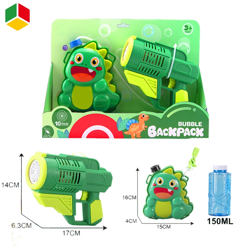 QS Regalo promocional Bubble Machine Juego al aire libre divertido juguete Nuevo Educational Plastic Electric Dinosaur Animal Mochila Set Bubble Gun Machine Juguetes para niños