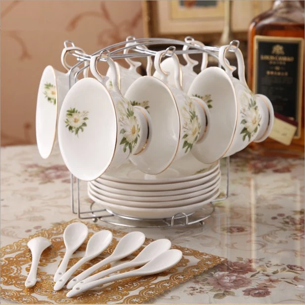 Роскошный Teaset керамические кружки кофе фарфор пластических масс чистый сосуд с остеклением Teaset кухонной утварью и без излишеств пользовательские цвета логотип и дизайн