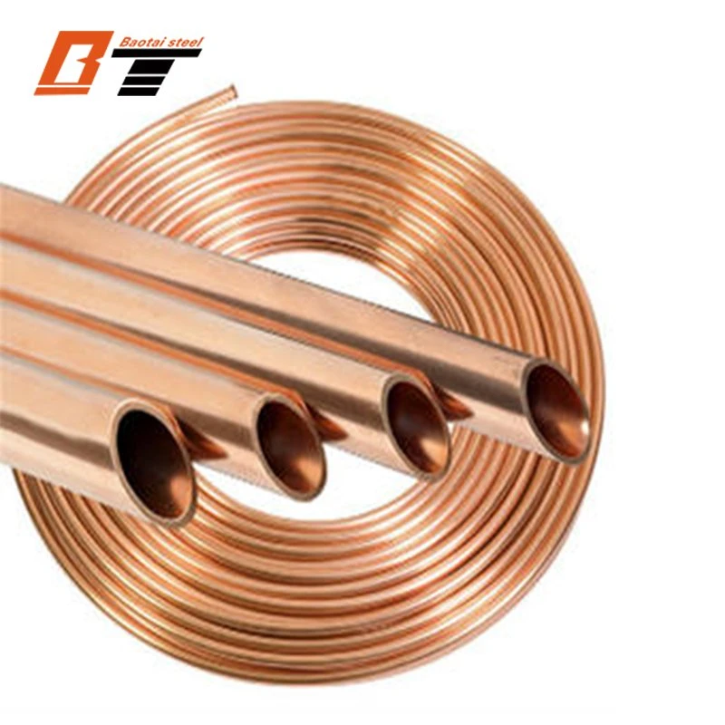 C10100 C10200 C11000 T1 T3 T4 Copper Square Tube مكيف هواء غير سلس ناعم ومسلس باللون الأحمر بنسبة 99,9% ASTM B111 مقاس 6 بوصات أنبوب نحاسي Sch40 1/4 3/8 C70600 C71500