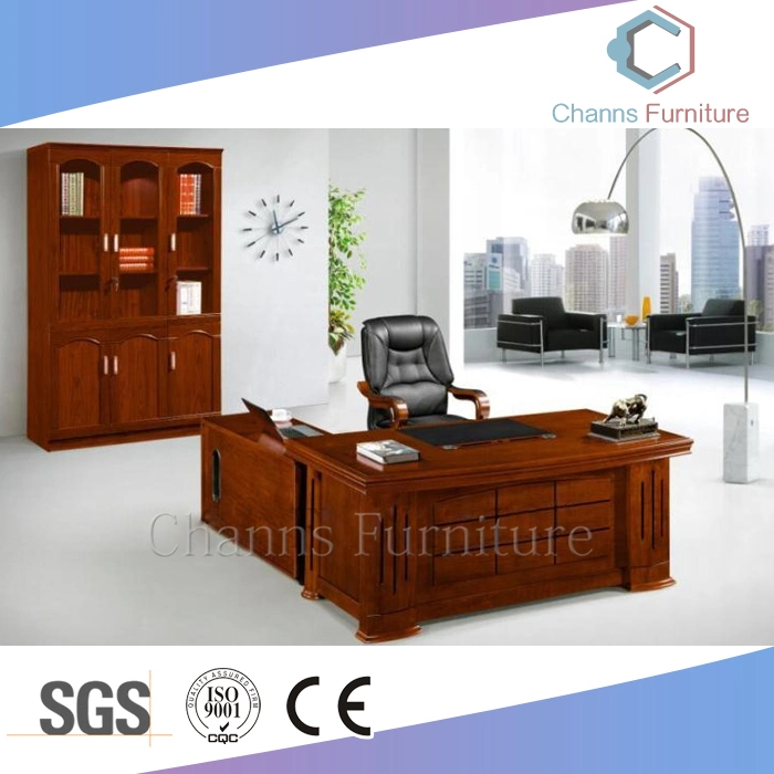 L Shape Office Table Paper Veneer Manager Desk Hotel Furniture (CAS-VA36)