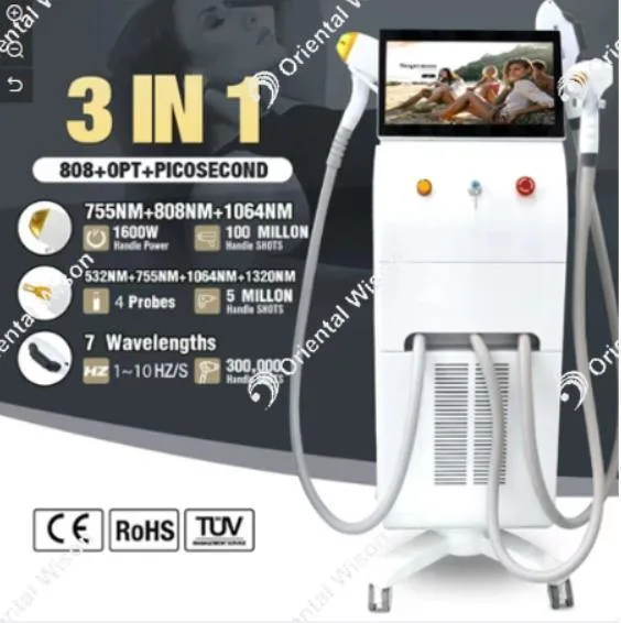 Professional 1064nm YAG + 755nm Alexandrite + Laser Diode 808nm Hair Remov IPL Multifunction 4 In1 IPL+ND: YAG Laser+ Diode Laser Hair Removal Skin Rejuvantion