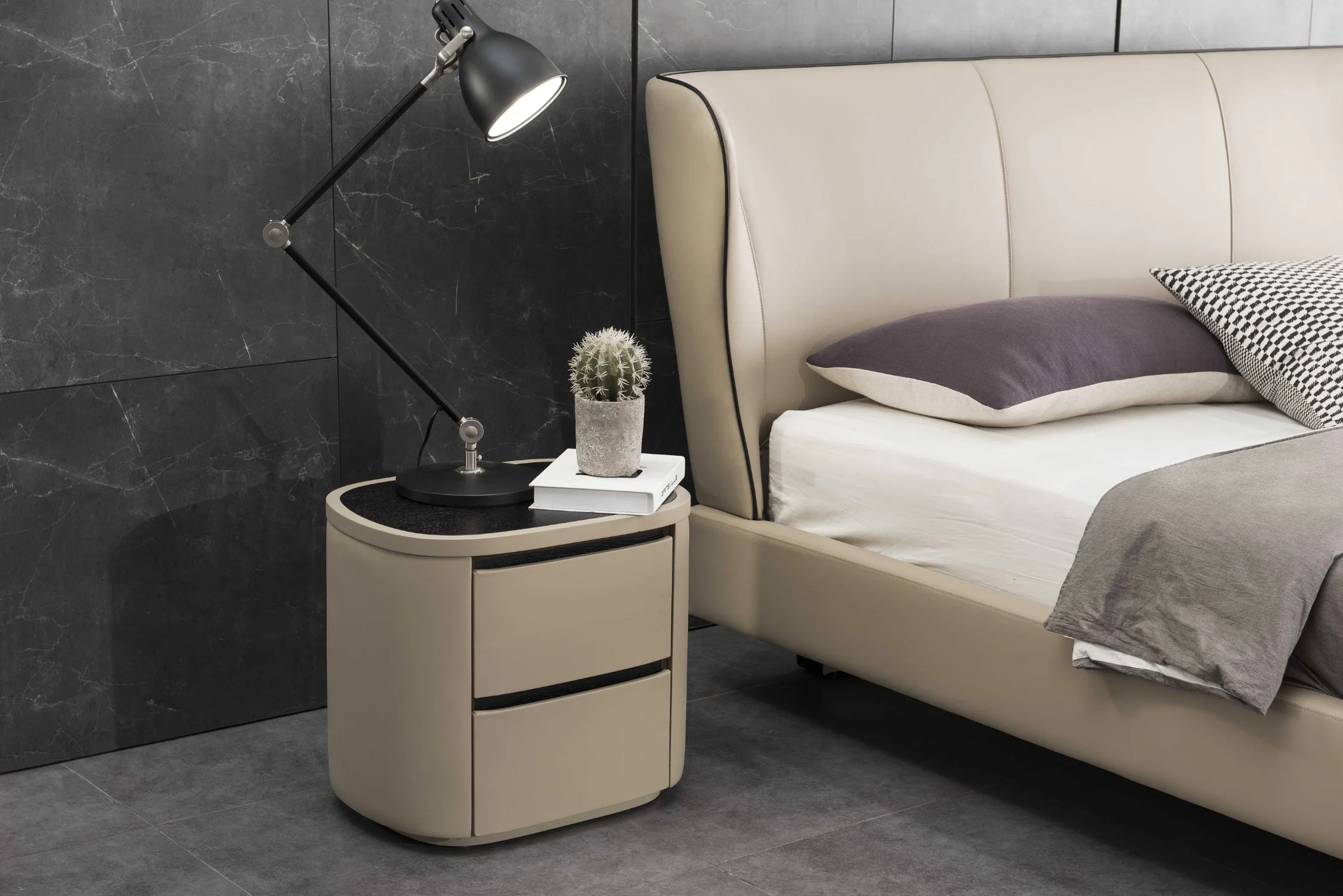 Gainsville Modern Double Customized Leather Wall Bed Bedroom Furniture in Wardrobe Furniture