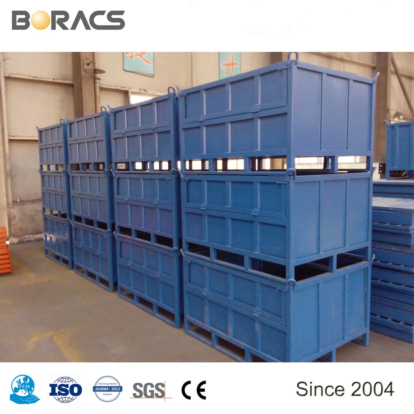 Supplier Metal Window Door Portable Logistic Stack Rack with Sheet Metal Deck