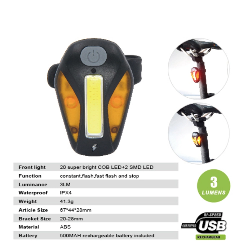 Linterna LED recargable USB para bicicleta de seguridad para uso en bicicleta Para Mountain Bike