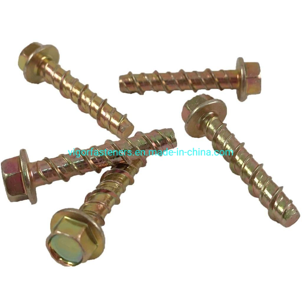 Ankascrew Hex Flange Head Concrete Bolt Yellow Zinc Plated Hex Flange Masonry Concrete Bolt Anchor Self Tapping Screw