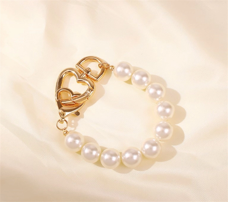 Fashion Jewellery Jewelry French Romantic White Big Pearl Bracelet Classic Luxury Party Temperament Gold Double Love Heart Lock Bangle Bracelet for Women