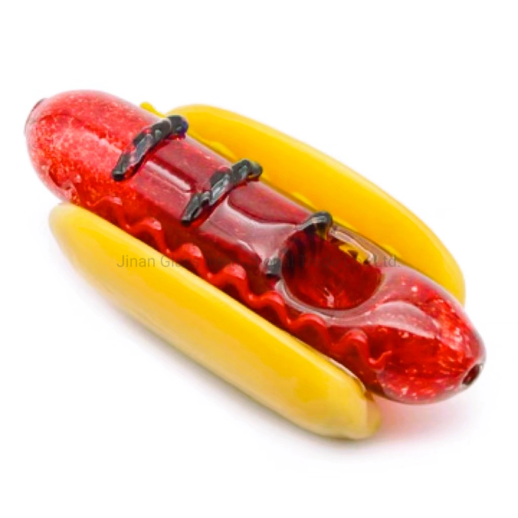 Funny Hotdog Glass Pipe Tobacco Spoon Hand Pipe Handmade Glass Smoking Pipes Oil Burner Dry Herb Pipe Piece