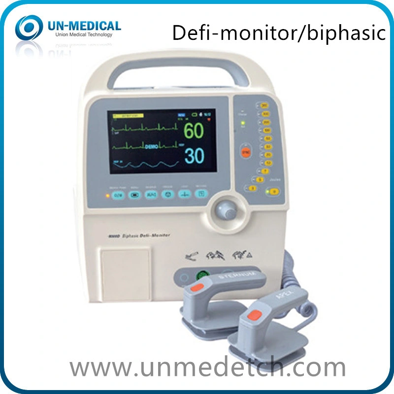 Un-8000d Portable Hospital Medical 7 Inch Biphasic Defibrillator ECG Monitor