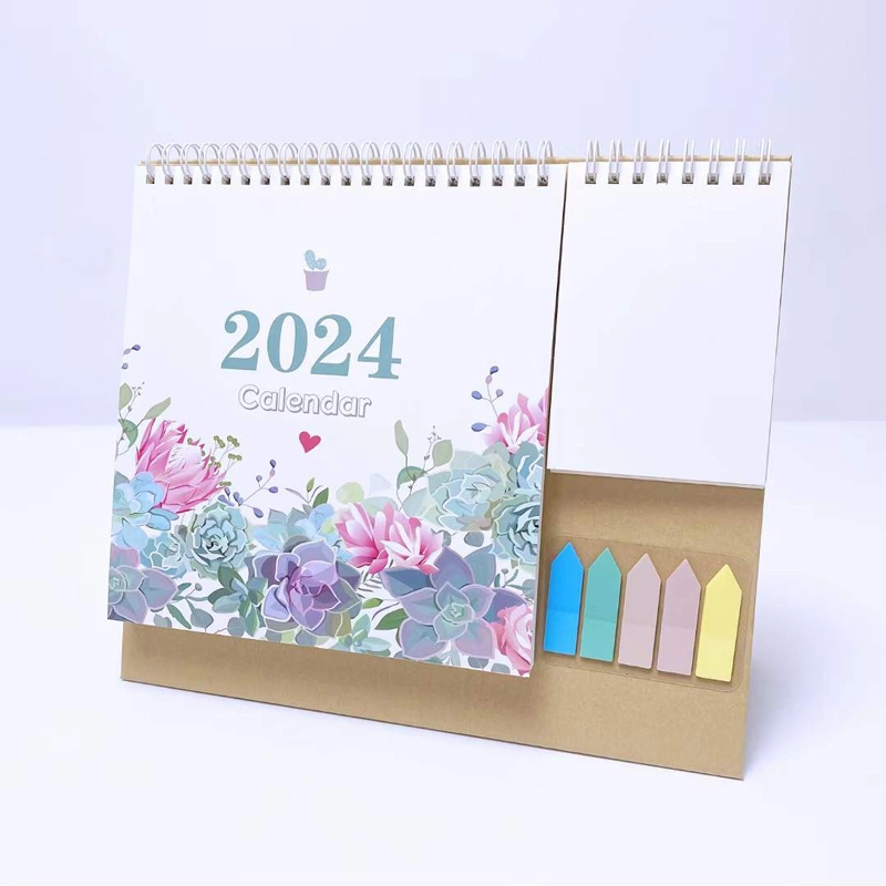 2024 Escritorio de Escritorio Simple creativo Calendario Calendario con notas adhesivas pueden agregar logotipo