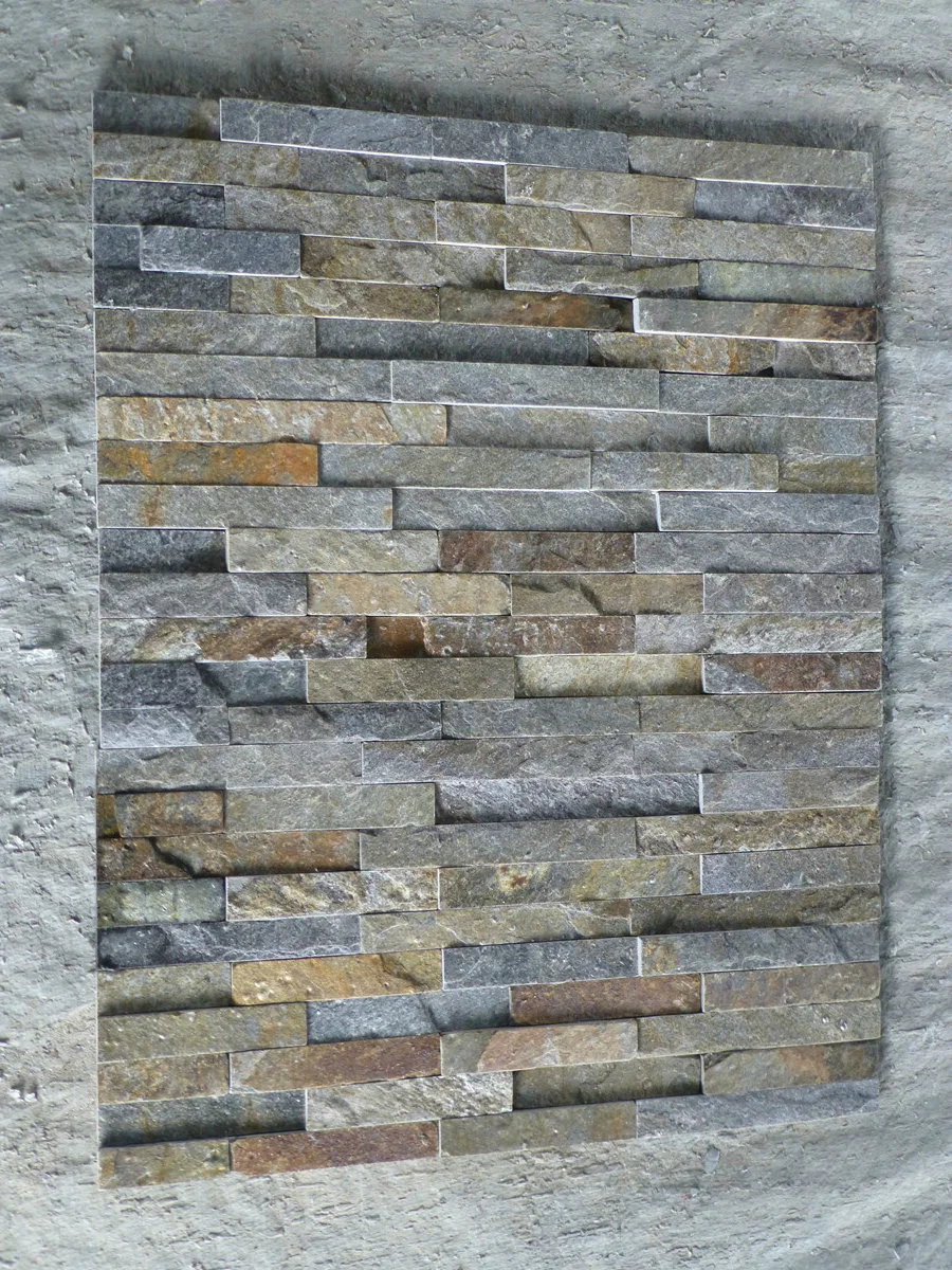 Repisa oxidada/Castillo de chapa de piedra pizarra, Mármol natural y cultura de la pila de piedra de la pared