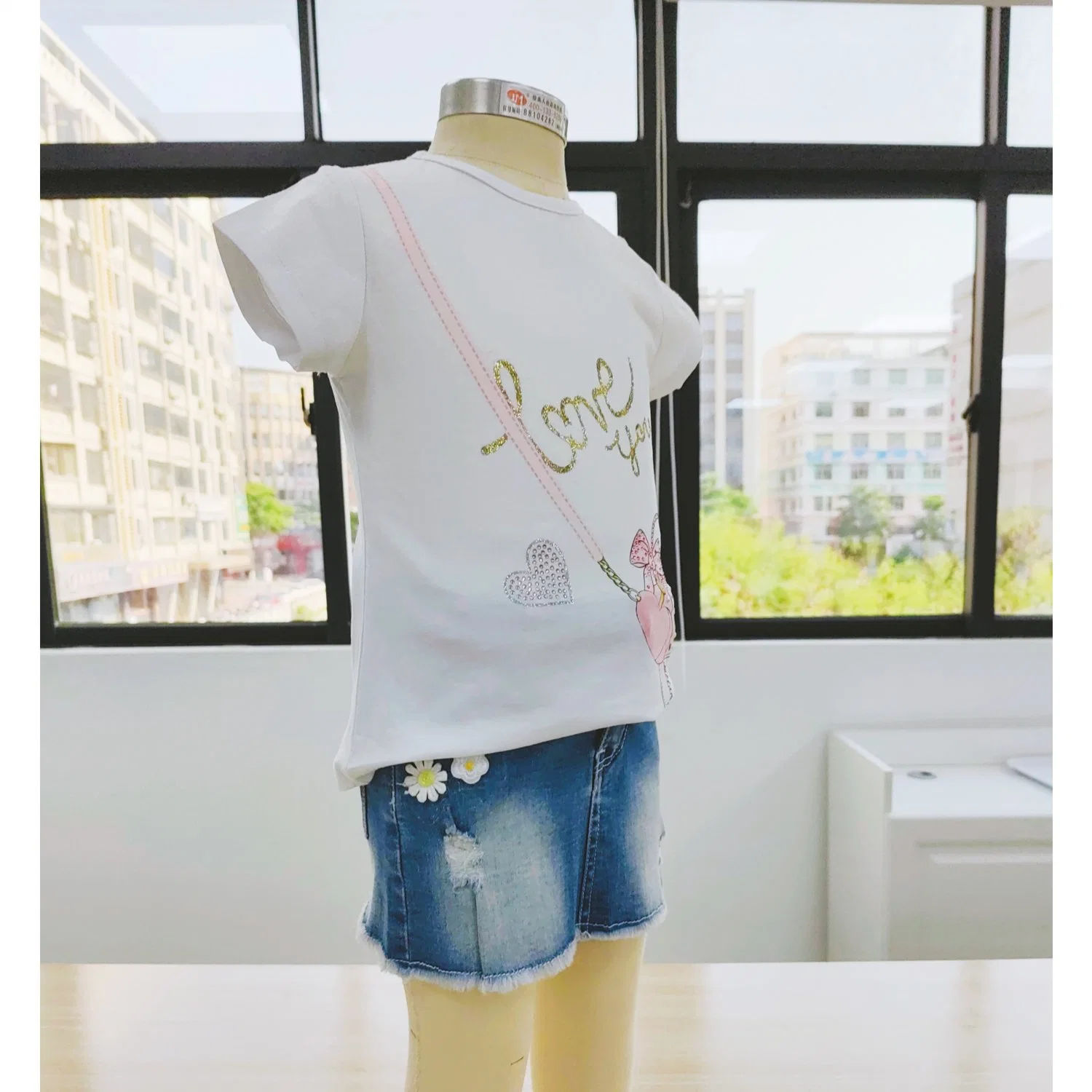 New Boutique Cotton Clothes Short Sleeves with Pattern Two-Piece Children's Clothing Girls Suit