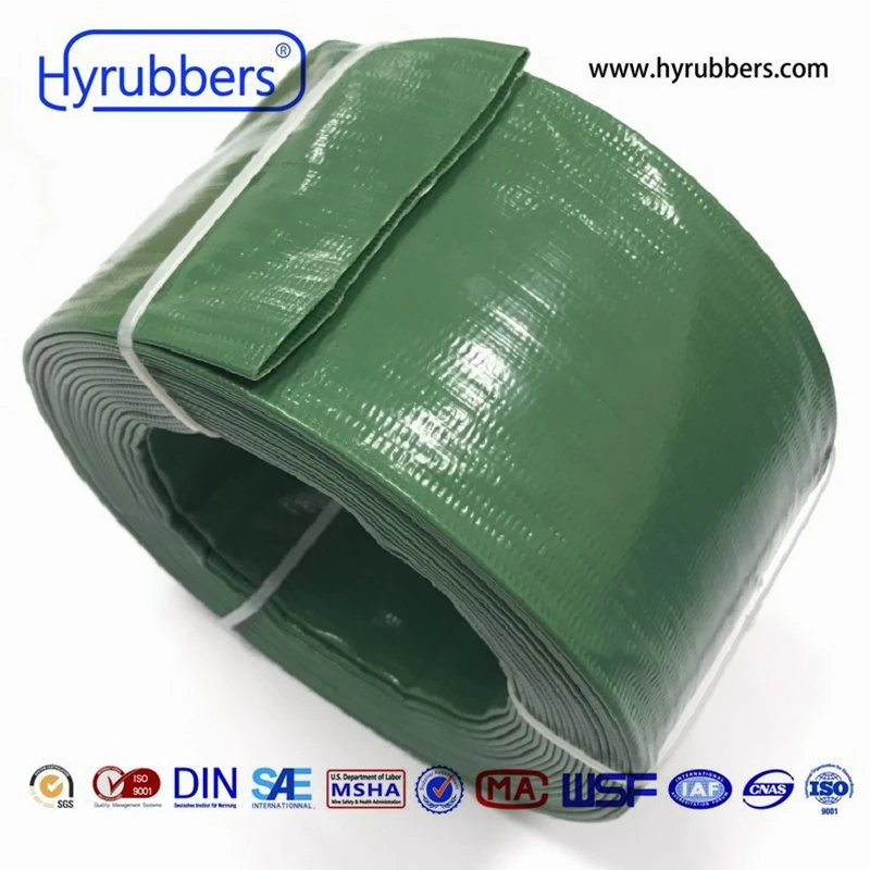 Flexible Water Discharge Hose Green PVC Layflat Hose Green Color