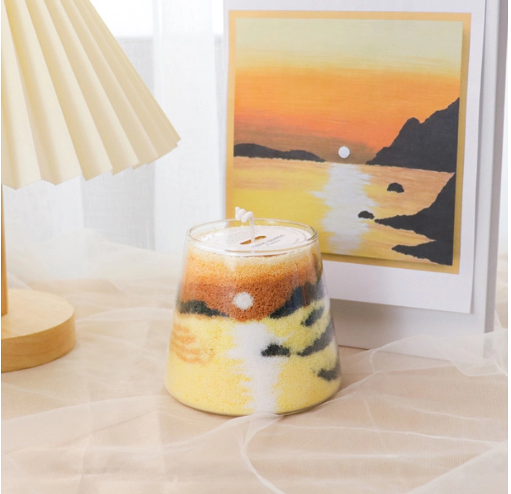 Handmade Art Sand Painting Series Glass Jar Home Decoration Scented Candle