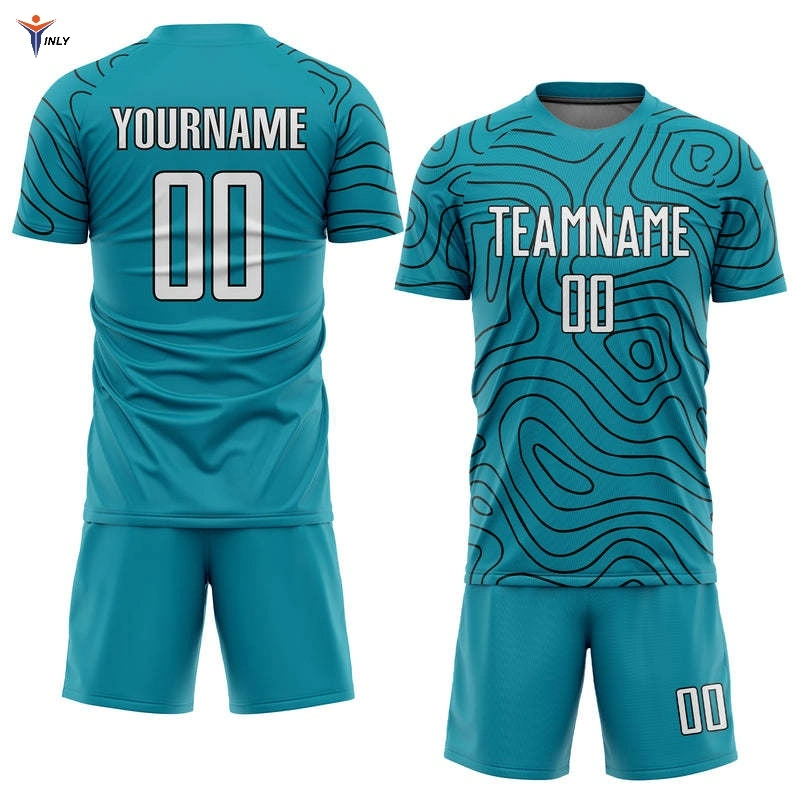 Wholesale/Supplier Custom Quick Dry 100% Polyester Teal Printed Pattern Sublimation Soccer Uniform Football Jersey