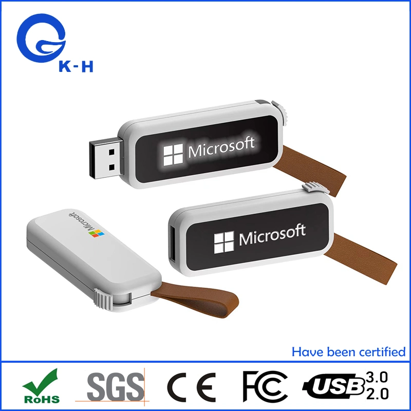 شعار LED ضوء لأعلى قرص USB Flash سعة 8 جيجابايت و32 جيجابايت 128 جيجا بايت 64 جيجا بايت